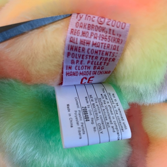 Ty (22) Pastel Rainbow Beanie Baby Bear - Picture 7 of 11